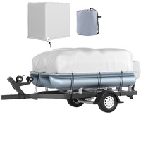 VEVOR Pontoon Boat Cover, Fit for 17\'-20\' Boat, Heavy Duty 600D Marine Grade Oxford Fabric, UV Resistant Waterproof Trailerable Boat Cover with 2 Su