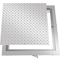 VEVOR Recessed Manhole Cover 60 x 60 cm Clear Opening, Galvanized Steel Drain Cover Overall Size 67 x 67 cm, Sealed Square Manhole Cover and Frame, St