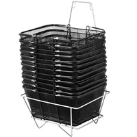 VEVOR Shopping Baskets with Handles, 12PCS, Black Metal Shopping Basket, Portable Wire Shopping Basket, Black Wire Mesh shopping Basket Set for Superm