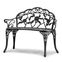 Outdoor Bench, 38.8 inches Metal Garden Bench for Outdoors, 480 lbs Load Capacity Bench, Outdoor Garden Park Bench with Backrest and Armrests, Patio B
