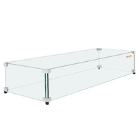 Glass Wind Guard for Rectangular Fire Pit Table 798 x 317 x 165 mm, 8mm Thick and Sturdy Tempered Glass Panel with Hard Aluminum Corner Bracket & Rubb