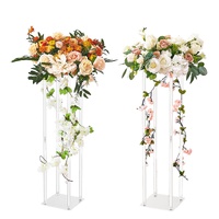 VEVOR 2PCS 31.5inch/80cm High Wedding Flower Stand, With Acrylic Laminate,Acrylic Vase Column Geometric Centerpiece Stands, Floral Display Rack for T-