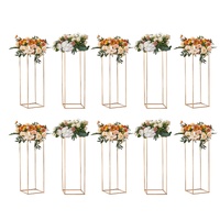VEVOR 10PCS 31.5inch/80cm High Wedding Flower Stand, With Acrylic Laminate,Metal Vase Column Geometric Centerpiece Stands, Gold Rectangular Floral Dis
