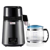 Water Distiller, 4L 1.1 Gallon Pure Water Purifier Filter For Home Table Countertop, 1750W Distilled Maker with Glass Pot, Stainless Steel Interior Dr