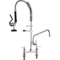 VEVOR Commercial Faucet with Pre-Rinse Sprayer, 26" Height, 8" Center, 12" Swing Spout, Deck Mount Kitchen Sink Faucet, Brass Constructed Device with 