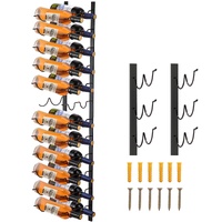 VEVOR Wall Mounted Wine Rack, 12x2 Bottles Wine Holder Towel Rack, Black Steel Vertical Wine Rack, Modern Decorative Wall Mounted Wine Bottle Holder, 
