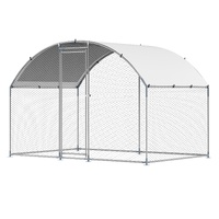 Metal Chicken Coop, 9.8x6.5x6.5ft Large Walk-in Chicken Runs with Cover, Doom Roof Hen House Enclosure with Security Lock, Outdoor Duck Rabbit Cage Po