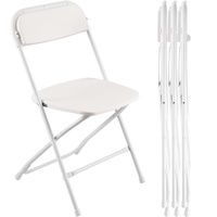 4 Pack Folding Chairs, Foldable Plastic Chairs with Heavy Duty Metal Frame, Portable Folding Card Table Chairs, Stackable Indoor Outdoor Seats for Hom