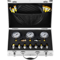 Hydraulic Pressure Test Kit, 250/400/600bar, 3 Gauges 9 Test Couplings 3 Test Hoses, Excavator Hydraulic Test Gauge Set with Portable Carrying Case fo