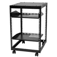 15U Open Frame Server Rack, 23-40 in Adjustable Depth, Free Standing or Wall Mount Network Server Rack, 4 Post AV Rack with Casters, Holds All Your Ne