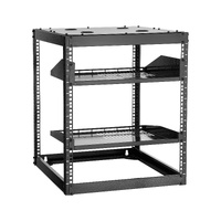 12U Open Frame Network Rack, 585 mm Depth, Wall Mounted or Floor Standing Server Rack, Heavy Duty 4 Post, with Vented Shelves & Mounting Hardware, Hol