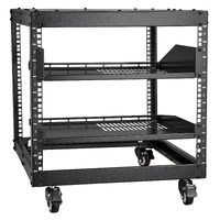 9U Open Frame Server Rack, 584.2 to 1016 mm Adjustable Depth, Free Standing or Wall Mount Network Server Rack with 360° Casters, Heavy Duty 4 Post Hol