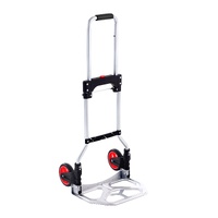 Folding Hand Truck, 80 kg Load Capacity, Aluminum Portable Cart, Convertible Hand Truck and Dolly with Telescoping Handle and Rubber Wheels, Ultra Lig