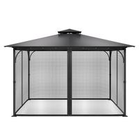 VEVOR Gazebo Netting Replacement, Fit Most 12 x 12 x 7.5 FT Gazebo Curtain, Outdoor Garden Net, 4-Panel Sidewall Mesh Net, Patio Midge Netting with Do