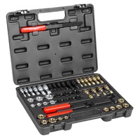 49-Piece Thread Chaser Set, UNC UNF and Metric Thread Restorer Tool, Rethreading Tool Kit with 22 Taps 24 Dies 3 Thread Files Storage Case, Heat Treat