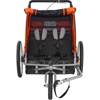 VEVOR Bike Trailer for Toddlers, Kids, Double Seat, 40 kg Load, 2-In-1 Canopy Carrier Converts to Stroller, Tow Behind Foldable Child Bicycle Trailer 