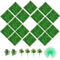 VEVOR Artificial Boxwood Panels, 16 PCS 20"x20" Boxwood Hedge Wall Panels, PE Artificial Grass Backdrop Wall 1.6"", Privacy Hedge Screen for Decoratio
