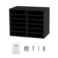 VEVOR Wood Literature Organizer Adjustable File Sorter 12 Compartments Black