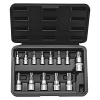 VEVOR Torx Bit Socket Set, 13-Piece Star T8 - T60 Set, S2 Alloy Steel and Cr-V Steel, 1/4 in, 3/8 in, and 1/2 in Drives, with Enhanced Storage Case, T