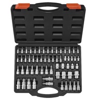 Torx Bit Socket and External Torx Socket Set, 60-Piece T6-T70, TT6-TT70, TP8-TP60, E4-E24, S2 Alloy Steel and Cr-V Steel, 1/4 in, 3/8 in, and 1/2 in D