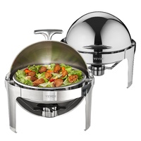VEVOR Roll Top Chafing Dish Buffet Set, 5.5L 2 Pack, Stainless Steel Chafer with 2 Full Size Pans, Round Catering Warmer Server with Lid Water Pan Sta