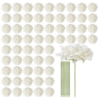 Artificial Flowers, 105 pcs Real Looking White Silk Fake Hydrangea Bulk, White Faux Bridal Shower with Stems for DIY Wedding Bouquets, Home Centerpiec