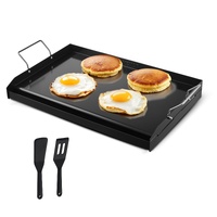 Carbon Steel Griddle, 24x16 inch Universal Flat Top Rectangular Plate, Gas Grill Griddle for BBQ Grill, Teppanyaki, Portable Family Cookware with Hand