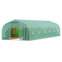 VEVOR Walk-in Tunnel Greenhouse, 29.5x9.8x6.6 ft Hoop House Greenhouse Tunnel, Peaked Roof Plant Hot House with Galvanized Steel Frame, Green PE Cover