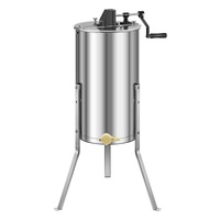 Honey Extractor, 2 Frame Manual Honey Spinner with Transparent Lid, Stainless Steel Honeycomb Drum Spinner with Height Adjustable Stand, Honeycomb Ext