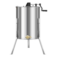 Honey Extractor, 4/8 Frame Manual Honey Spinner with Transparent Lid, Stainless Steel Honeycomb Drum Spinner with Height Adjustable Stand, Honeycomb E