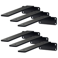 Shelf Bracket, 31cmL x 10cmW x 4.5cmH 6 Pcs, Heavy Duty Floating Shelf Brackets, Brackets for Shelves, 5mm Thick Matte Black L Shelf Bracket,Steel She
