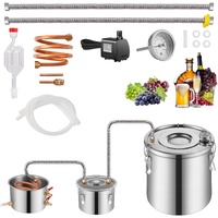 VEVOR Alcohol Still, 3 Gal / 11.4 L Stainless Steel Water Alcohol Distiller with Copper Coil for Fast Cooling, Dual Condenser Distiller Kit with Secon