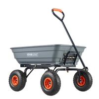 VEVOR Dump Cart, Poly Garden Dump Cart with Easy to Assemble Steel Frame, Dump Wagon with 2-in-1 Convertible Handle, Utility Wheelbarrow 272kg/ 600lbs