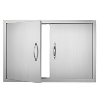 VEVOR BBQ Access Door, 838x558 mm Double Outdoor Kitchen Door, Stainless Steel Flush Mount Door, Wall Vertical Door with Handles, for BBQ Island, Gril