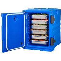 Insulated Food Pan Carrier, 90L Hot Box for Catering, Food Box Carrier with Double Buckles, Front Loading Food Warmer with Handles, Stackable End Load