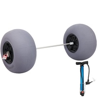 Beach Balloon Wheels, 13" Sand Tires with 32" Stainless Steel Axle, TPU Cart Tires for Kayak Dolly, Canoe Cart and Buggy with Air Pump, 2-Pack