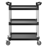 Utility Cart, 300 lbs Load Capacity, 3-tier Utility Plastic Cart with 360° Swivel Wheels (2 with Brakes), 24.4 x 16.1-inch Food Service Cart for Wareh