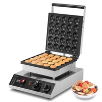 VEVOR Mini Dutch Pancake Maker, 25PCS 43mm Diameter Dorayaki Baker Machine, 1700W Commercial Electric Poffertjes Grill, Non-stick Stainless Steel, Tem