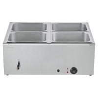 Commercial Food Warmer, 1500W Electric Stainless Steel Steam Food Warmer with Lid, 4-Pan Fast Heating Countertop Buffet Bain Marie with Soup & Perfora