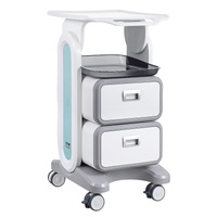 3 Tiers Lab Carts, Lab Utility Cart with 2 Drawers & 1 Top Tray, Mobile Medical Cart with ABS Material, Lab Rolling Cart with 4 Silent Wheels for Lab,