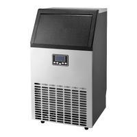 VEVOR Commercial Ice Maker Machine, 100lbs/24H Ice Maker Machine with 33lbs Storage Capacity, 45 Ice Cubes in 15 Minutes, LED Digital Display Freestan
