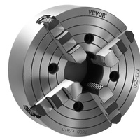 4-Jaw Lathe Chuck, 10 in (250 mm), Lathe Chuck, 0.6-9.84 in (15-250 mm) Clamping Range with T-key Fixing Screws Reversible Jaws, HT300 Cast Iron Mater