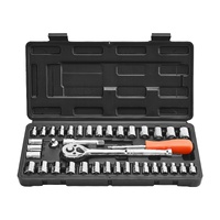 Socket Set, 39 Pieces, 9.5 & 6.4 mm Drive Socket and Ratchet Set, SAE and Metric Size, Mechanic Tool Kit with Ratchet Wrench, Accessories, Storage Cas