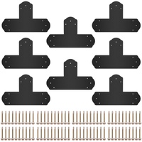 VEVOR Black T Mending Plate T-shape 8 PCs 6" Flat Connector Post to Beam Bracket