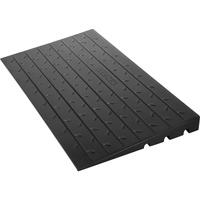 VEVOR Rubber Threshold Ramp, 4" Rise Threshold Ramp Doorway, 3 Channels Cord Cover Rubber Solid Threshold Ramp, Rubber Angled Entry Rated 2200 Lbs Loa
