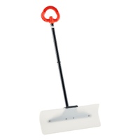 Snow Pusher Shovel, 61 cm Wide Outdoor Snowplow Shovel with Ergonomic Grip, HDPE Plastic Blade, Winter Shovels with Segmented Handle, Portable Snow Re