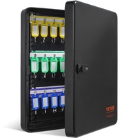 VEVOR 48-Key Cabinet, Key Safe with Combination & Key Lock, Digital Security Storage Box Steel Key Organizer with Adjustable Racks, 48 pcs Colorful Ke