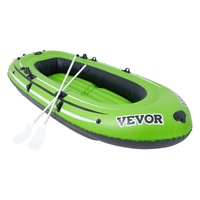 VEVOR Inflatable Boat, 4-Person Inflatable Fishing Boat, Strong PVC Portable Boat Raft Kayak, 1158mm Aluminum Oars, High-Output Pump, Fishing Rod Hold