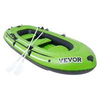 VEVOR Inflatable Boat, 5-Person Inflatable Fishing Boat, PVC Portable Boat Raft Kayak, 1158 mm Aluminum Oars, High-Output Pump, Fishing Rod Holders, a