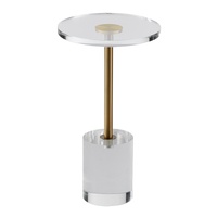 VEVOR Clear Acrylic End Table, Acrylic Side Table with a Solid Base, 11.9 x 11.9 inch Round Tabletop, 21.4 inch High, for Coffee, Drink, Food, Snack u